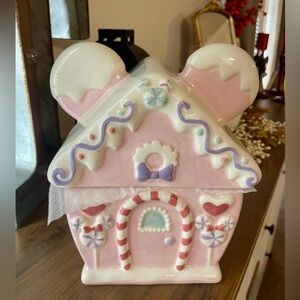 Disney Minnie Mouse Pink Gingerbread House Cookie Jar Canister